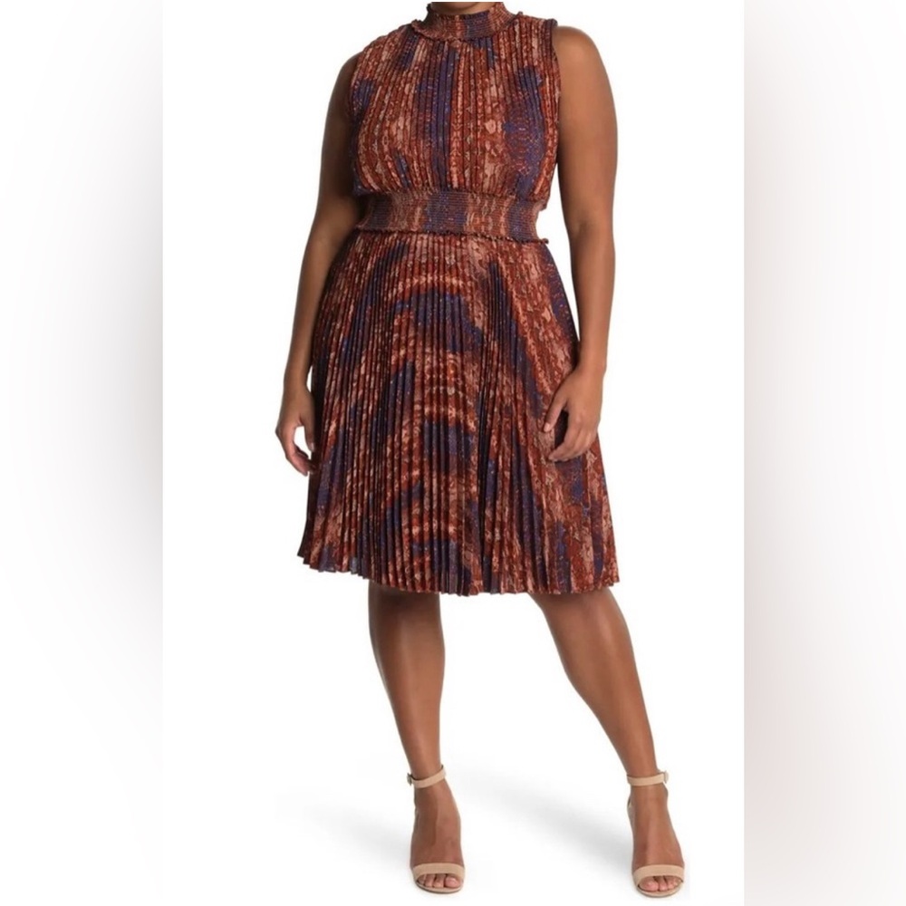 NANETTE NANETTE LEPORE Snake Print Sleeveless Pleated Dress Fall style Size 14